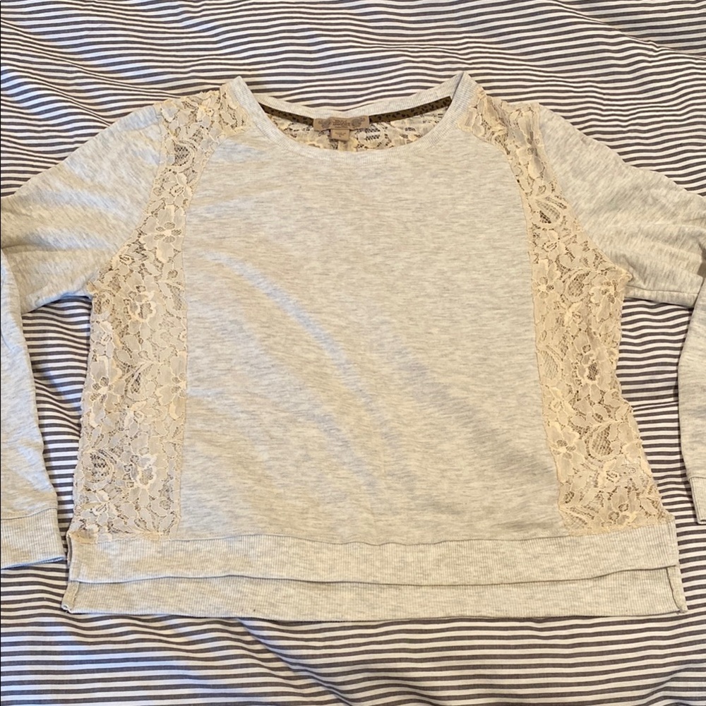 Nine West Cream Lace Sweatshirt with Intricate Design